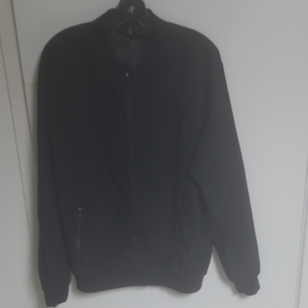 Men's Black Bomber Jacket with Zip Closure